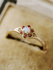 Opal Garnet Daisy Ring