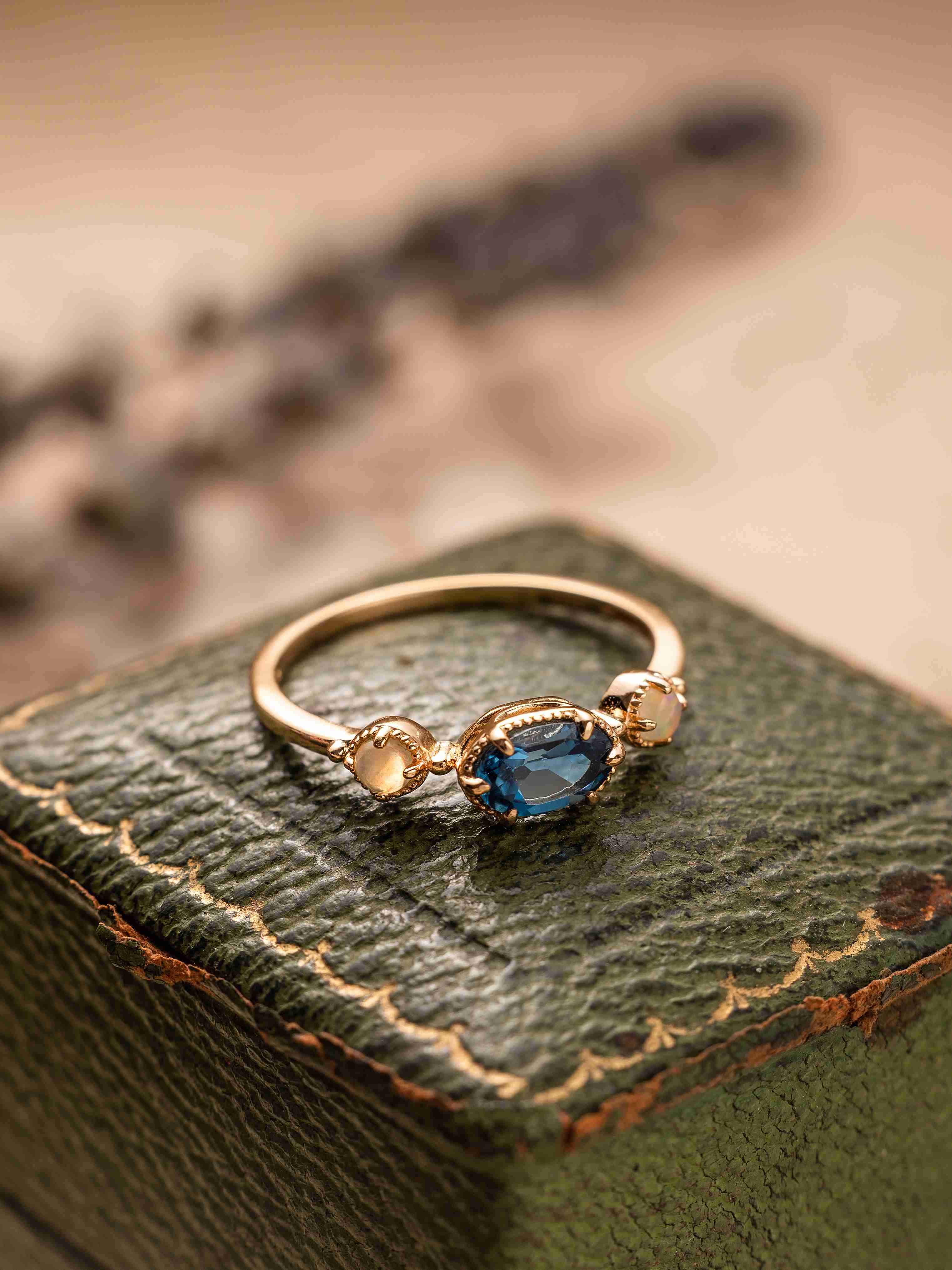Celestine Topaz & Opal Ring - CAMELLIA 5
