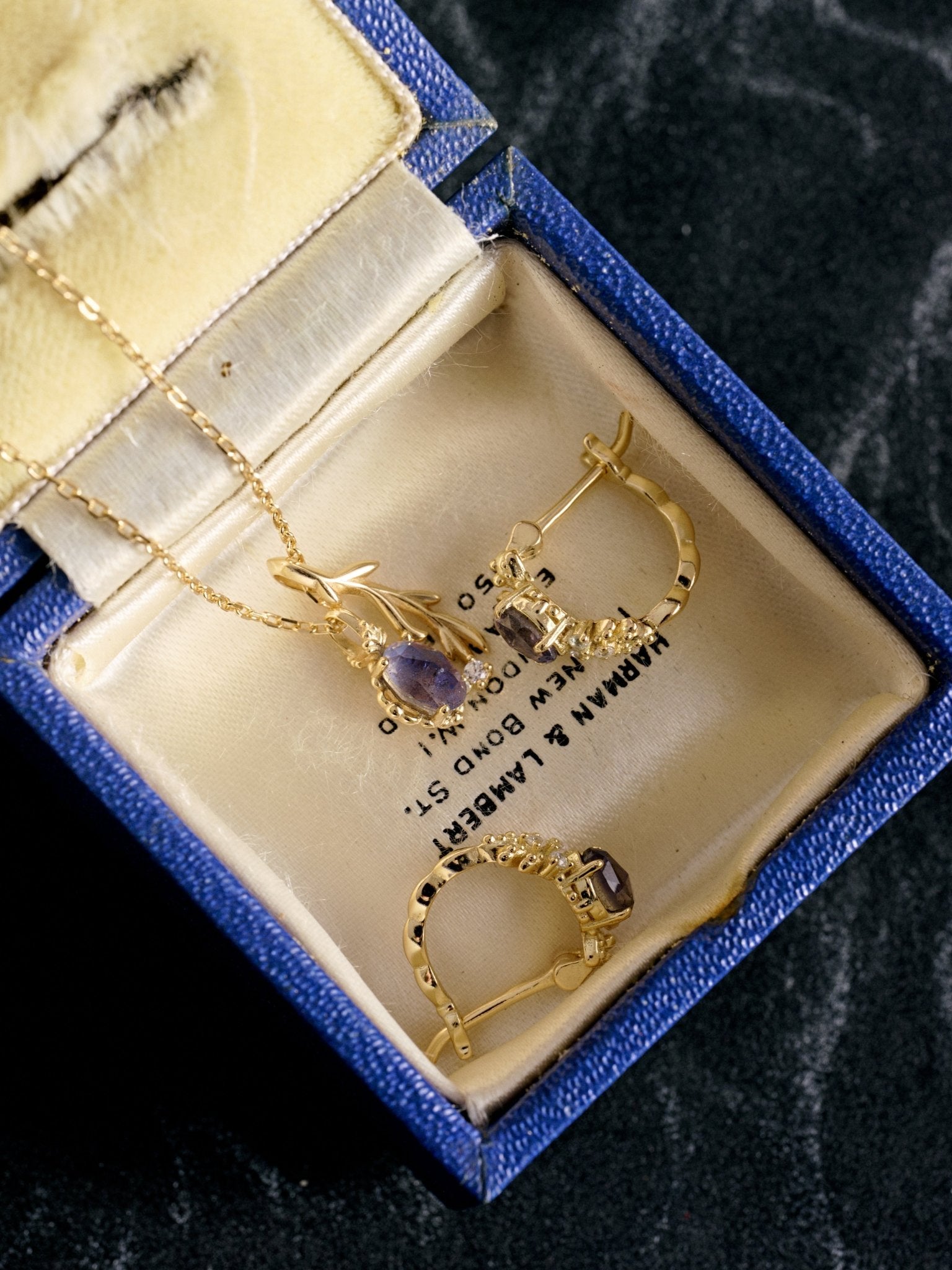 Celeste Lapis Leaf Necklace - CAMELLIA