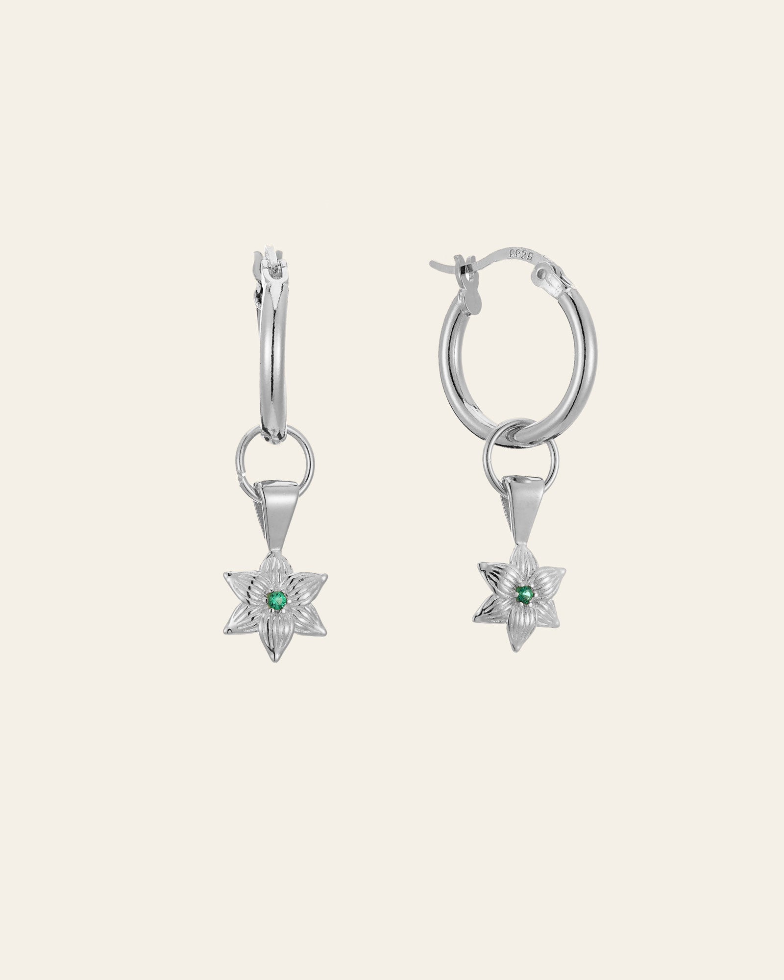 Elsa Lily Emerald Earrings - CAMELLIA White Gold