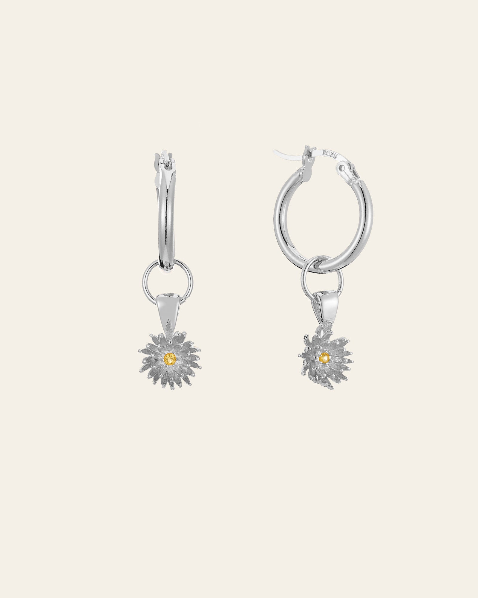 Elsa Chrysanthemum Topaz Earrings - CAMELLIA White Gold