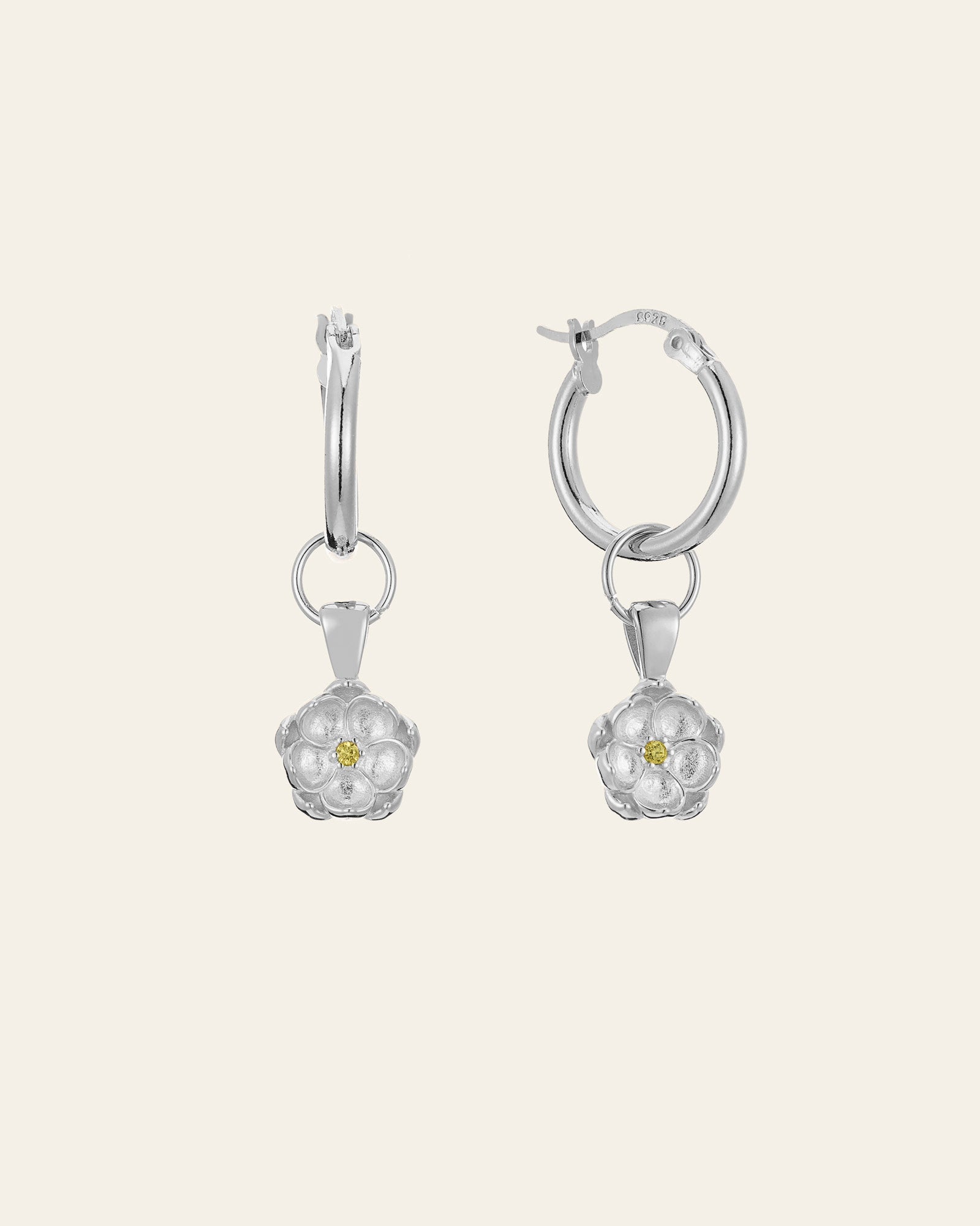 Elsa Poppy Peridot Earrings - CAMELLIA White Gold