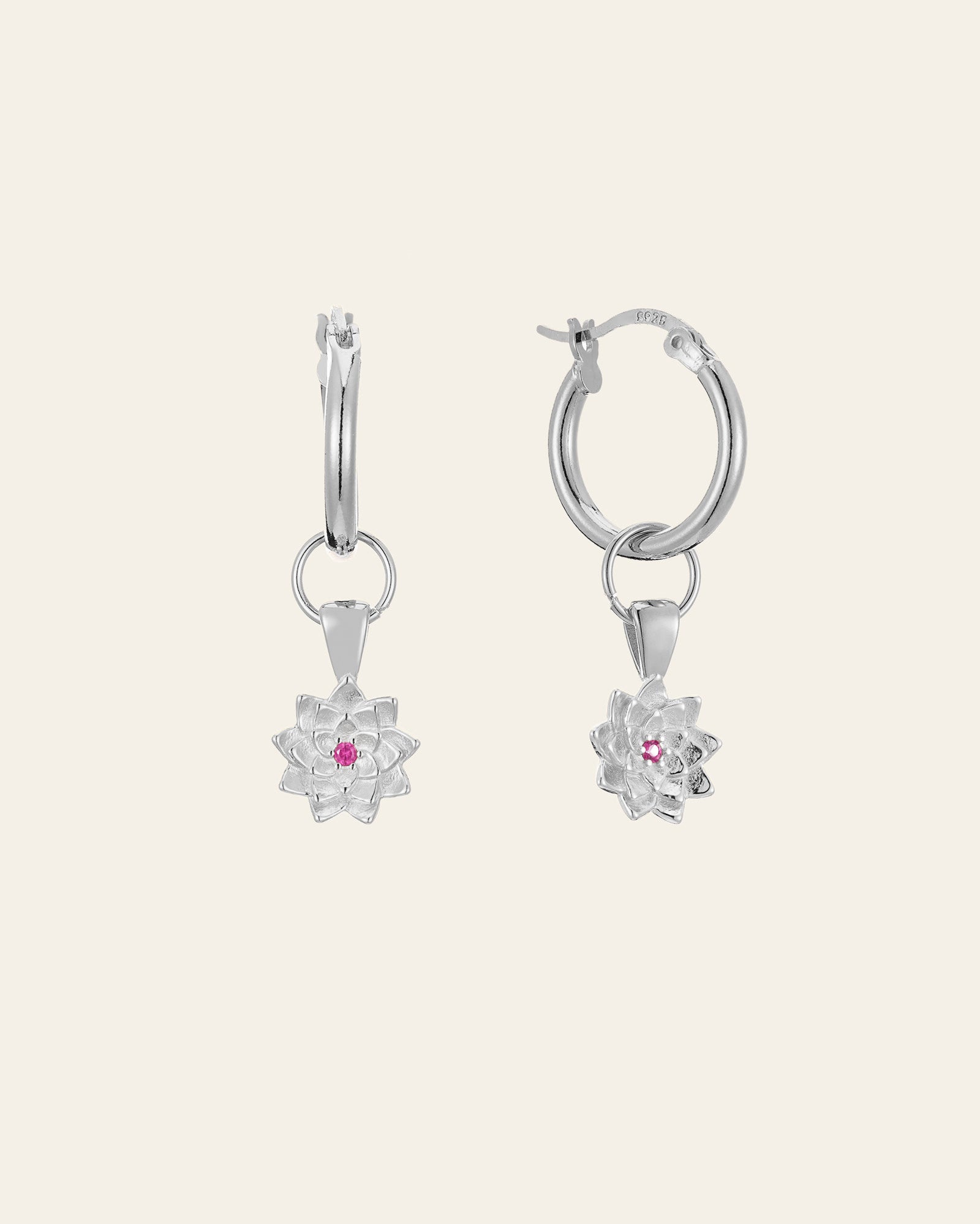 Elsa Lotus Ruby Earrings - CAMELLIA White Gold