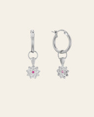 Elsa Lotus Ruby Earrings - CAMELLIA White Gold