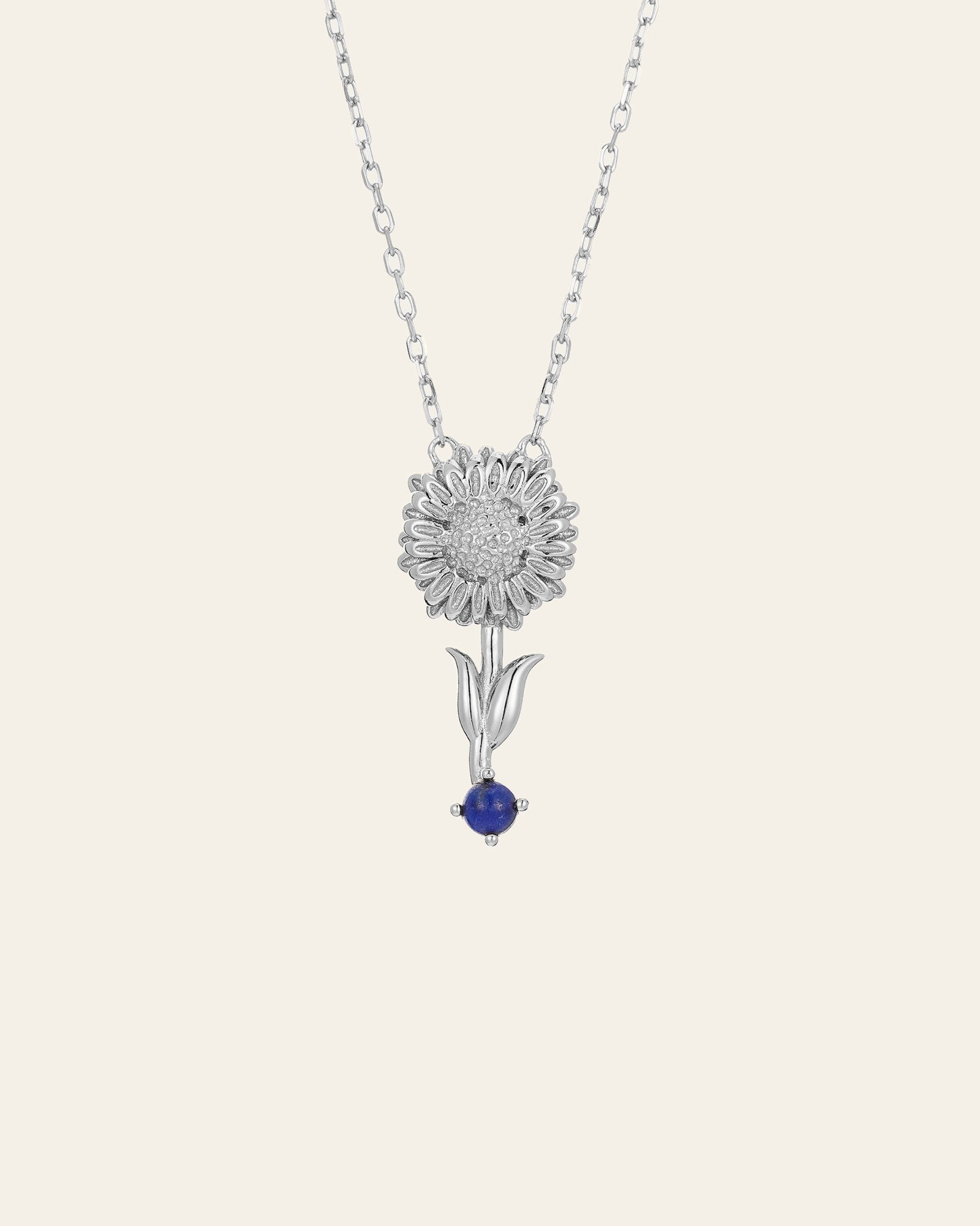 Nerissa Holly Lapis Lazuli Necklace - CAMELLIA White Gold 18"