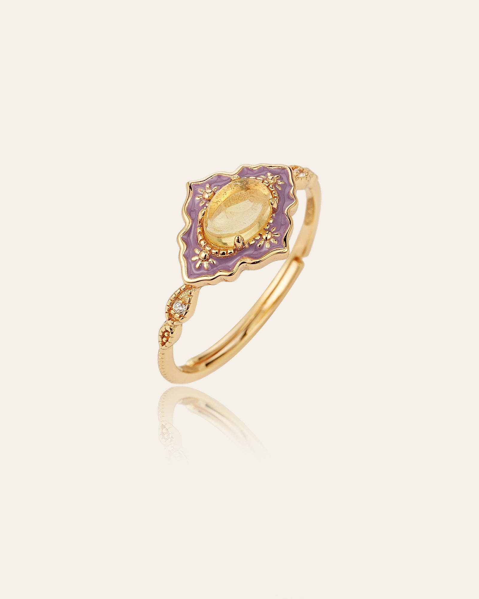 14K Solid Gold Juliette Opal Ring - CAMELLIA 3.5