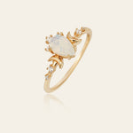 14K Solid Gold Celestia Moonstone Ring - CAMELLIA 3.5 US