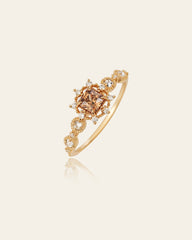 14K Solid Gold Solenne Brown Agate Ring - CAMELLIA 3.5 US