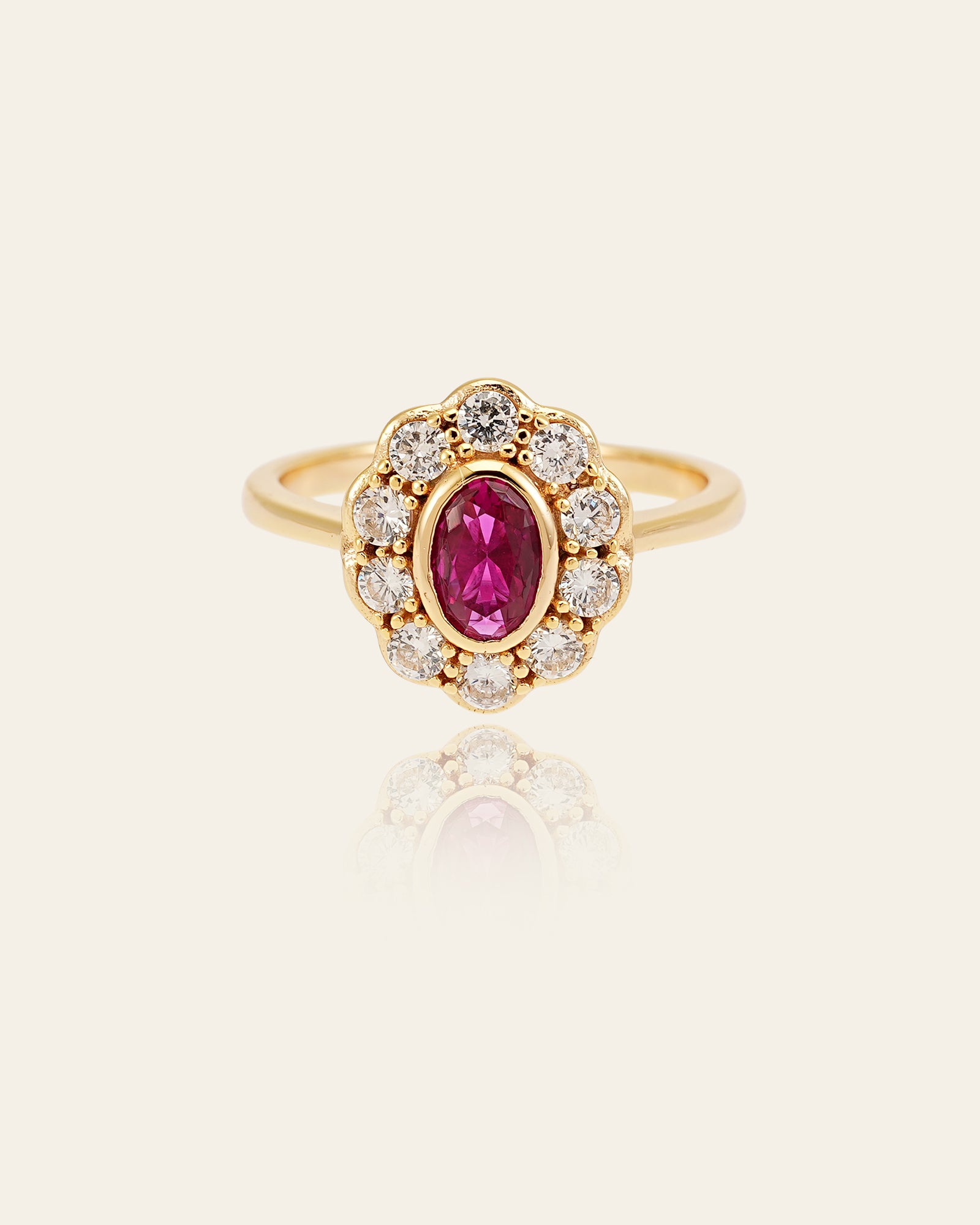 TiAmo Oval Ruby Ring - CAMELLIA 5 US