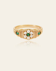 Charlotte Pearl Emerald Ring - CAMELLIA 5