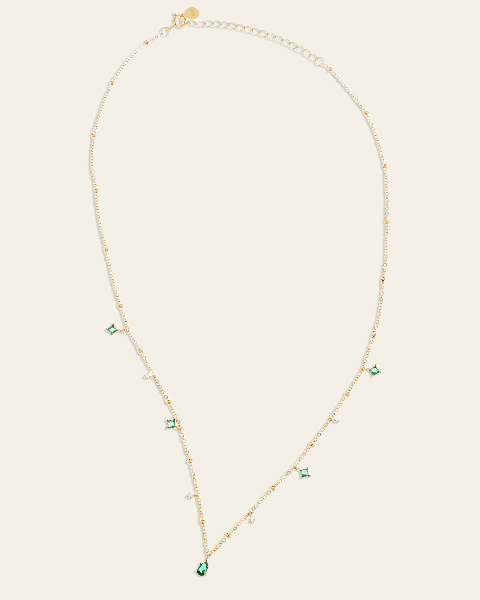 Moren Emerald Diamond Necklace - CAMELLIA White Gold