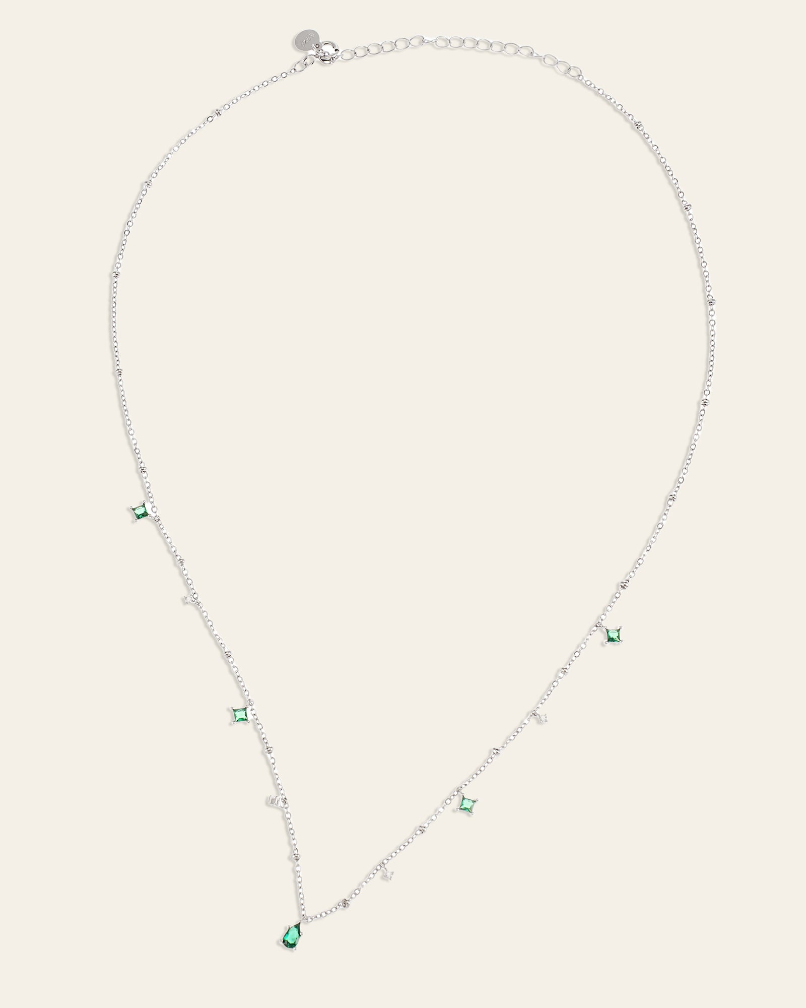 Moren Emerald Diamond Necklace - CAMELLIA White Gold