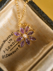 Cámellia Amethyst Pearl Necklace - CAMELLIA 18" White gold