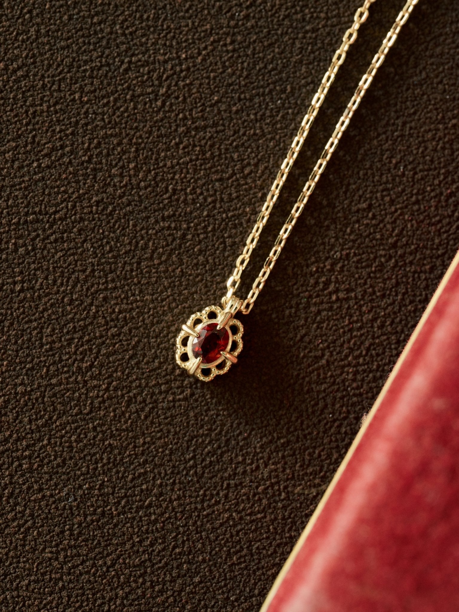 Regal Rosette Garnet Jewelry Set - CAMELLIA 5