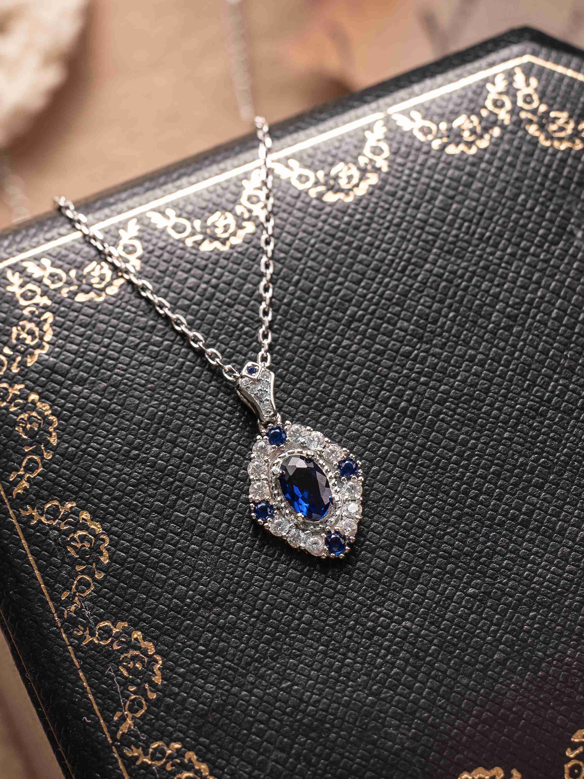 Eta Sapphire Necklace - CAMELLIA Silver