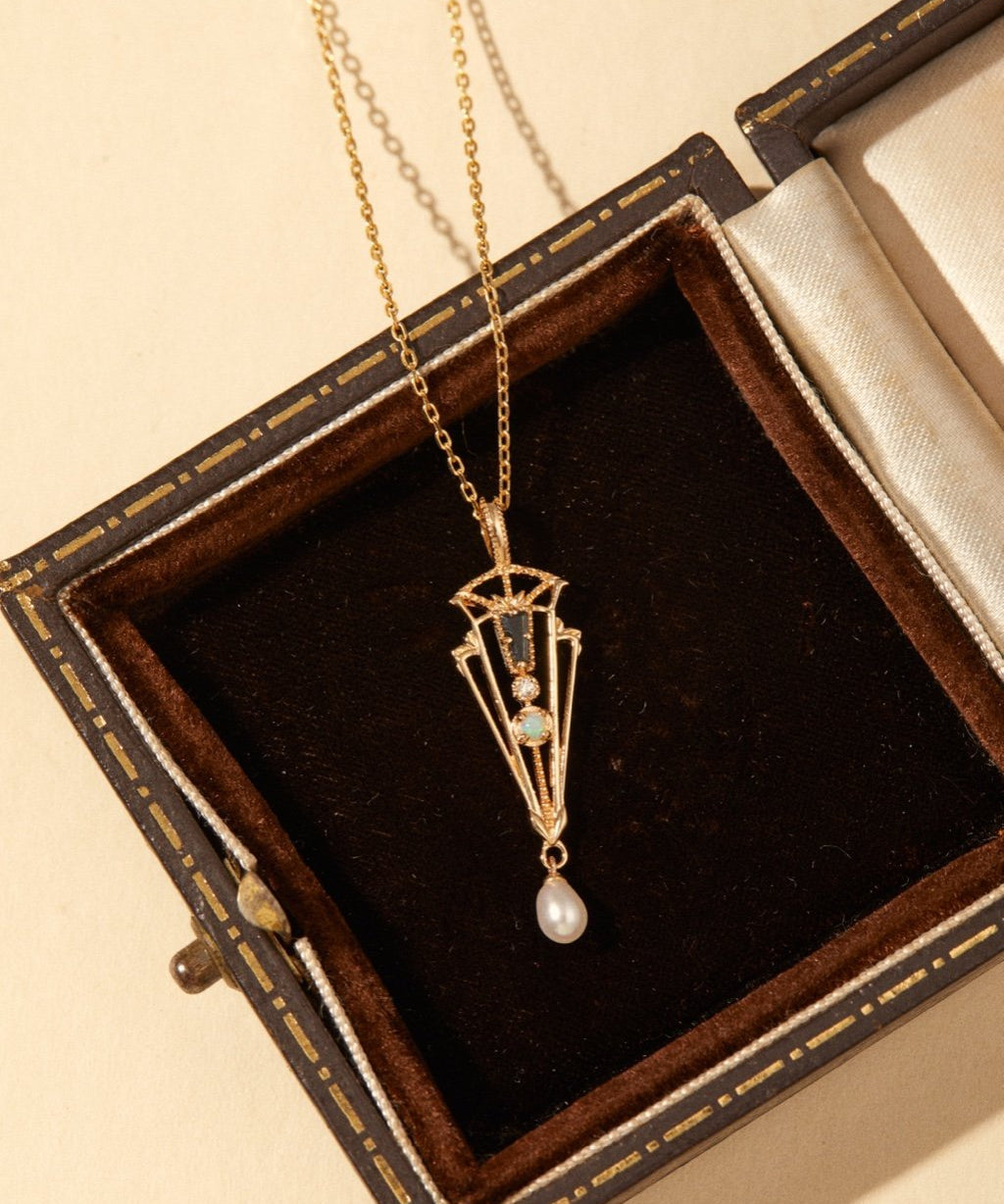 Nocturne Opal Pearl Necklace - CAMELLIA Simple Chain