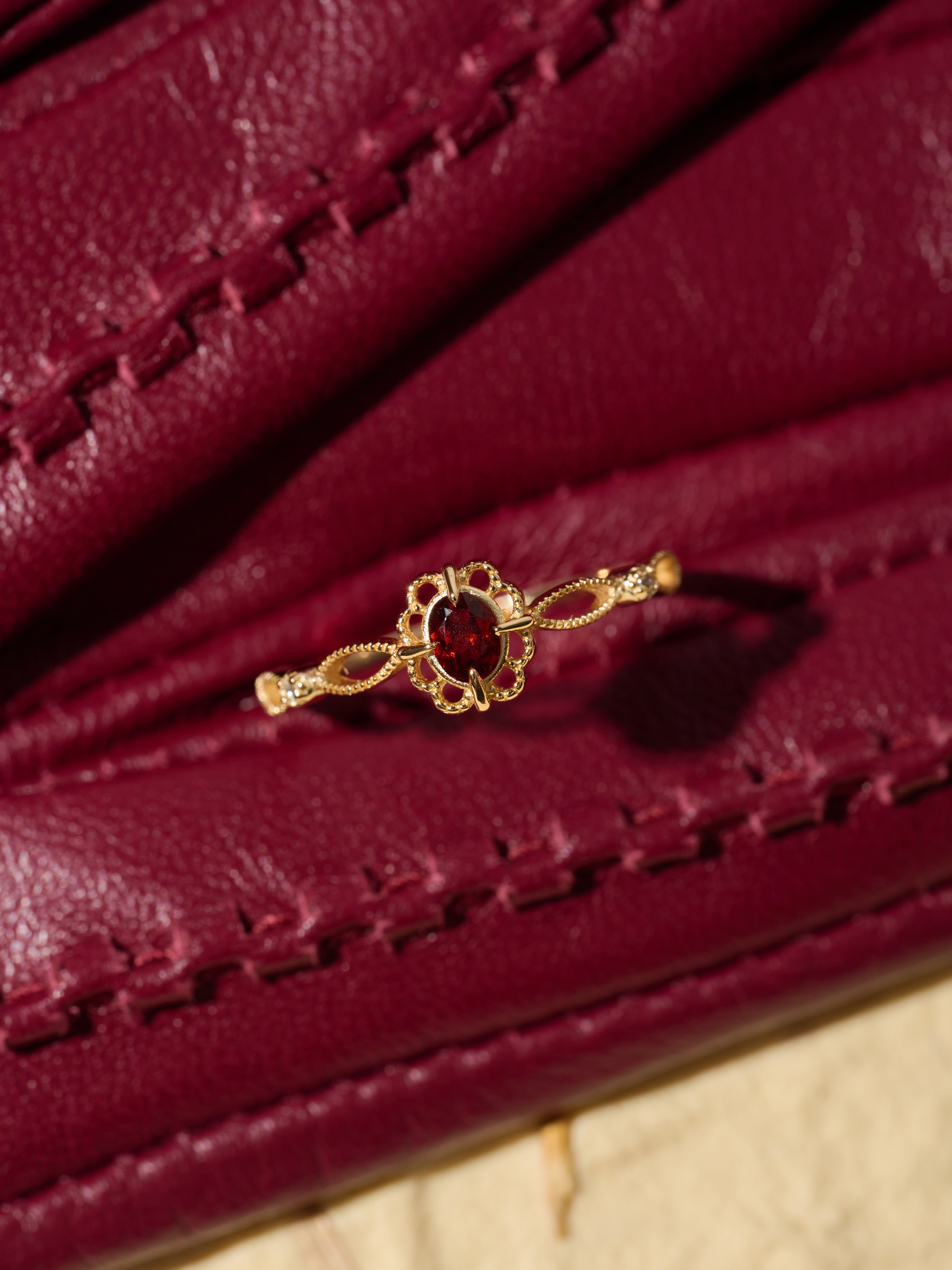Regal Rosette Garnet Ring