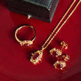 Vivien Garnet Necklace - CAMELLIA Silver