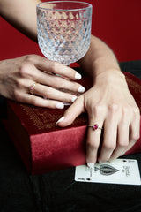 Deep Pink Gemstone Pear-Shaped Vintage-Style Ring – Verdure