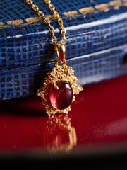 Vivien Garnet Necklace - CAMELLIA Gold