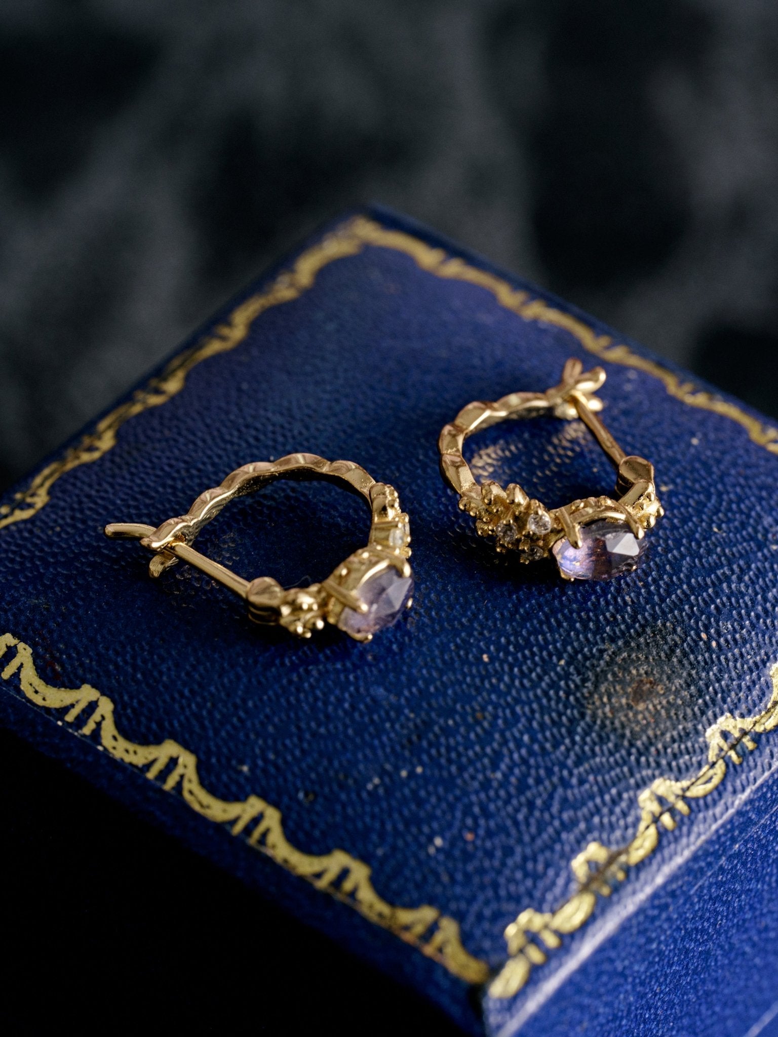Celeste Lapis Leaf Earrings - CAMELLIA
