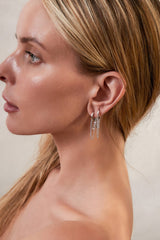 Sleeper Chain Hoop Earrings - CAMELLIA White Gold