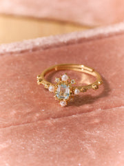 Seafoam Topaz Pearl Ring
