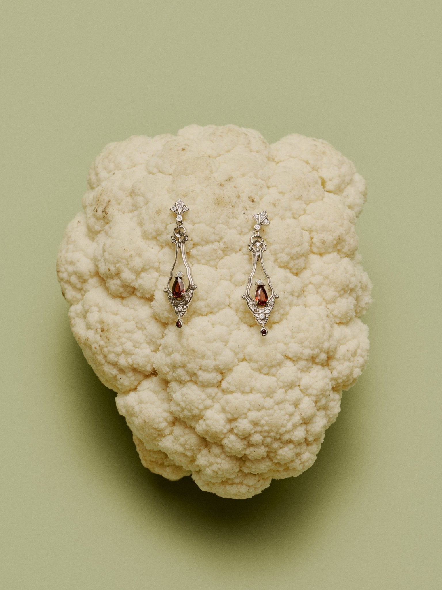 Sophina Garnet Earrings - CAMELLIA Yellow Gold