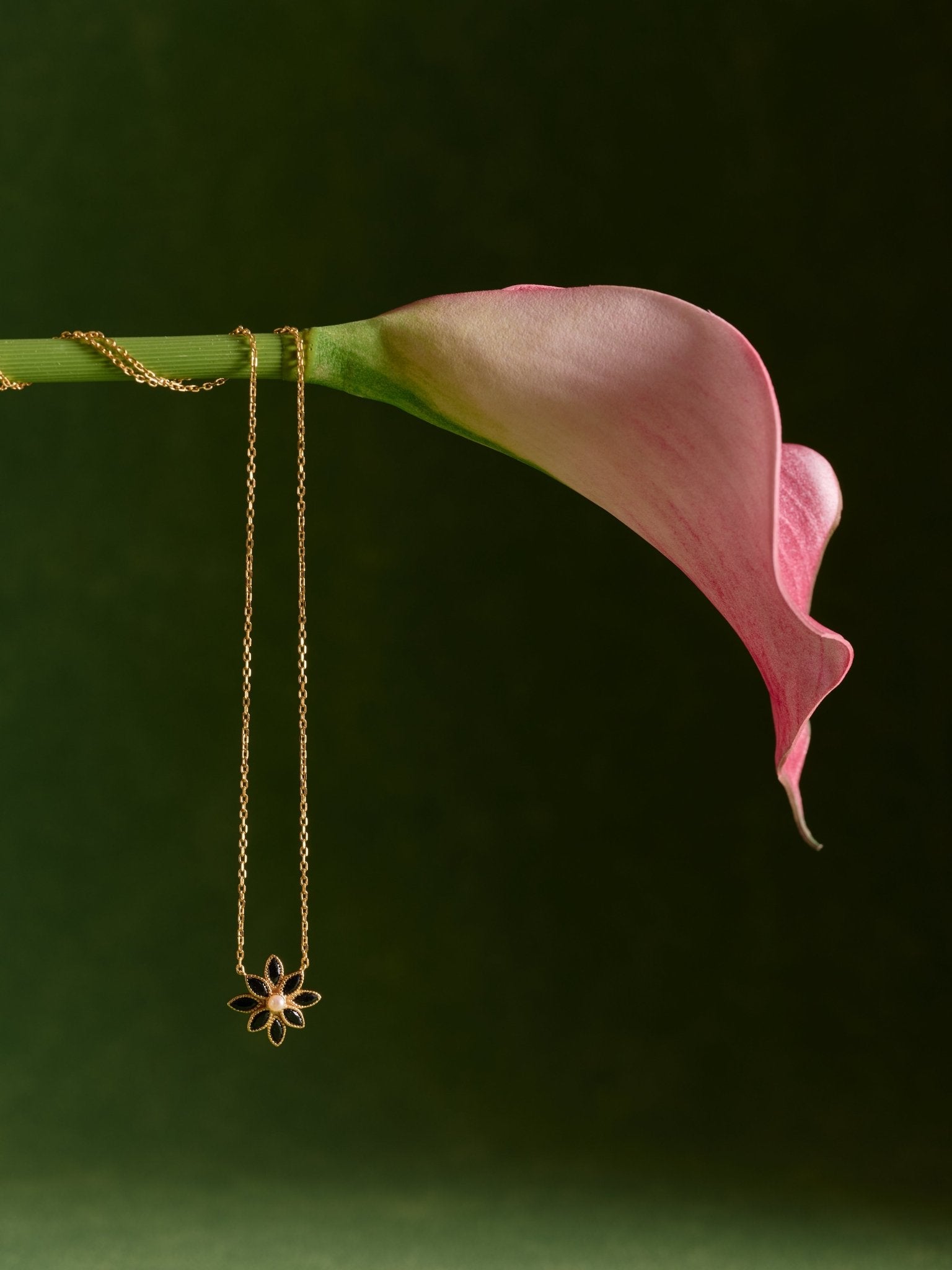 Cámellia Black Onyx Pearl Necklace - CAMELLIA 18" Silver