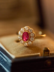 TiAmo Oval Ruby Ring - CAMELLIA 5 US