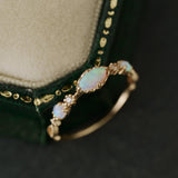 14K Solid Gold Eveline Opal Ring - CAMELLIA 3.5