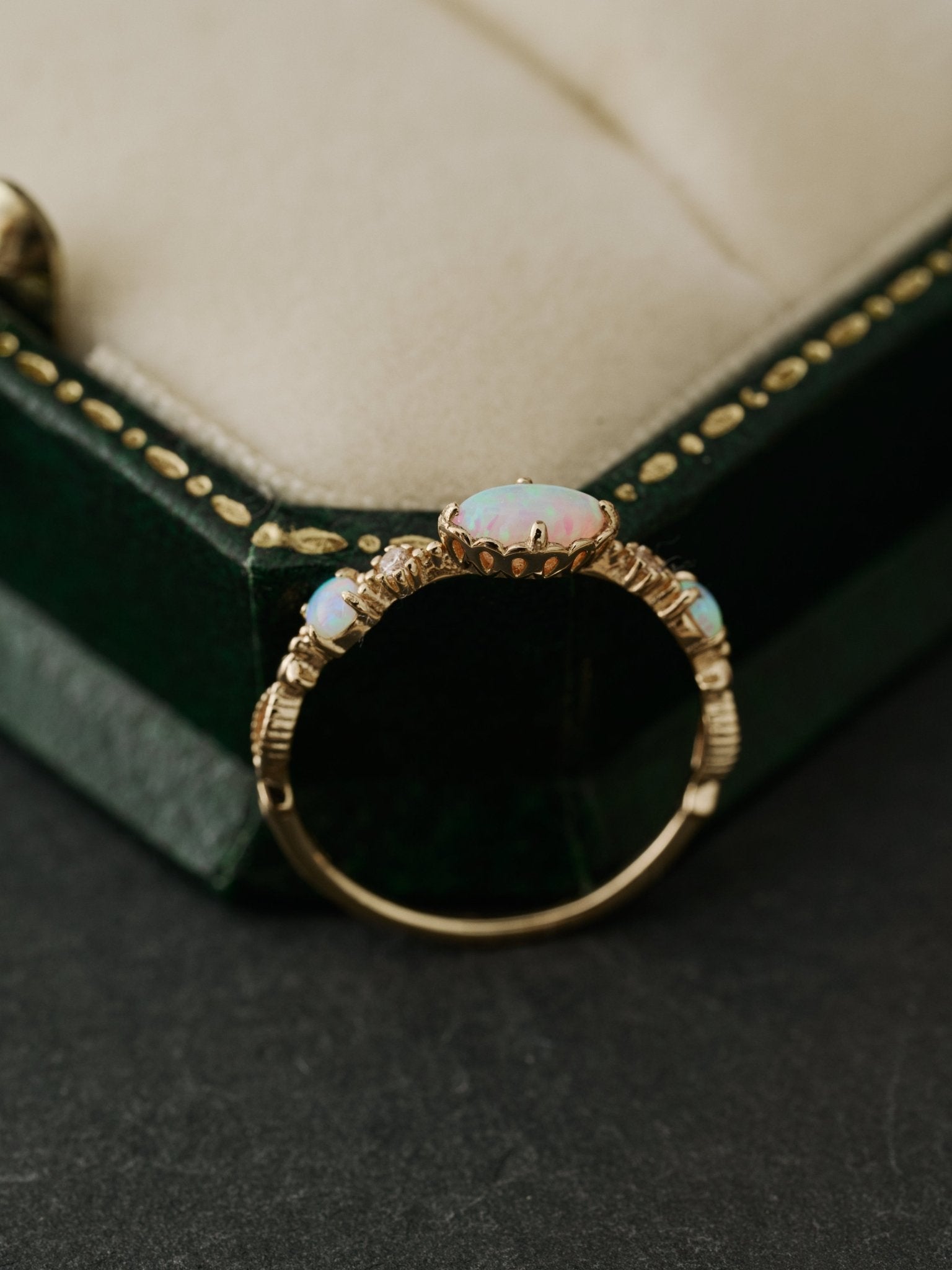 14K Solid Gold Eveline Opal Ring - CAMELLIA 3.5