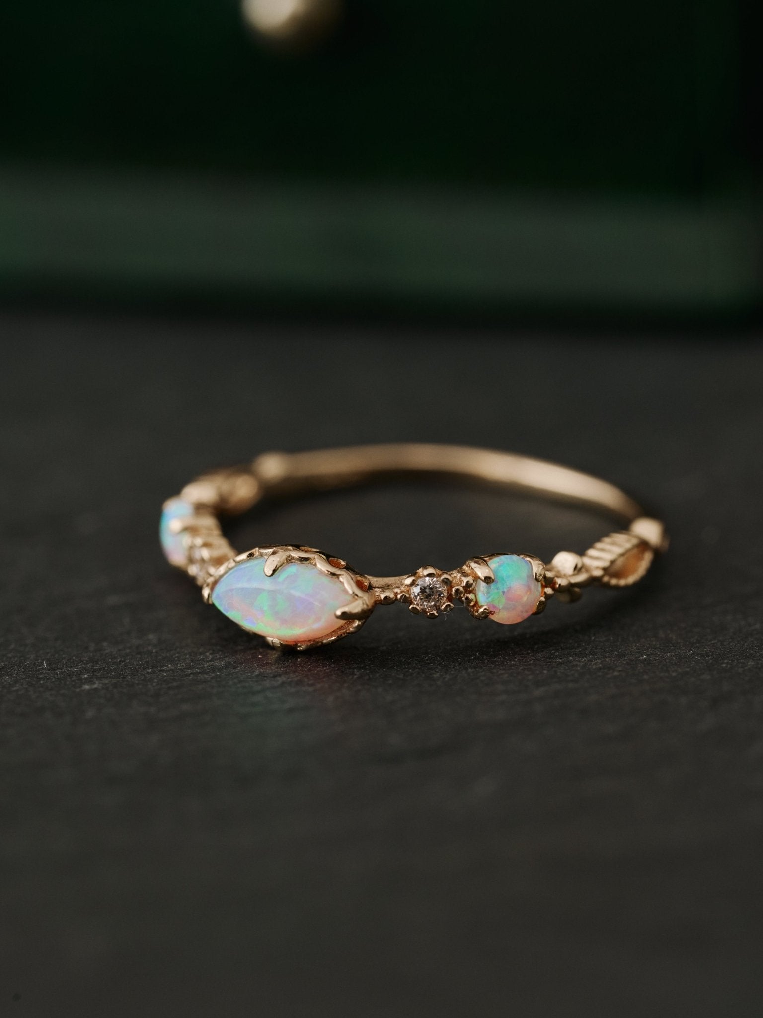 14K Solid Gold Eveline Opal Ring - CAMELLIA 3.5