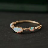 14K Solid Gold Eveline Opal Ring - CAMELLIA 3.5