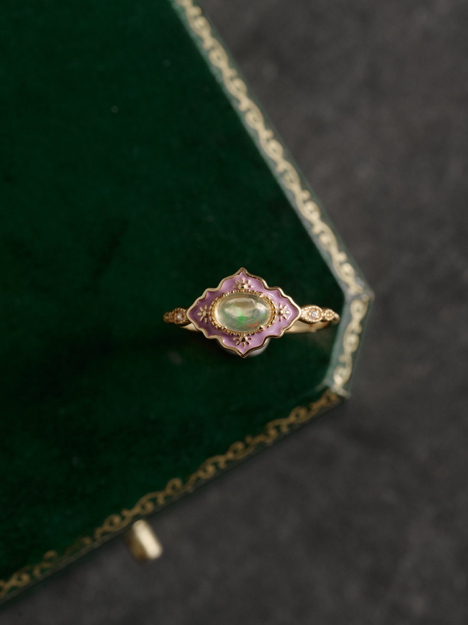 14K Solid Gold Juliette Opal Ring - CAMELLIA 3.5