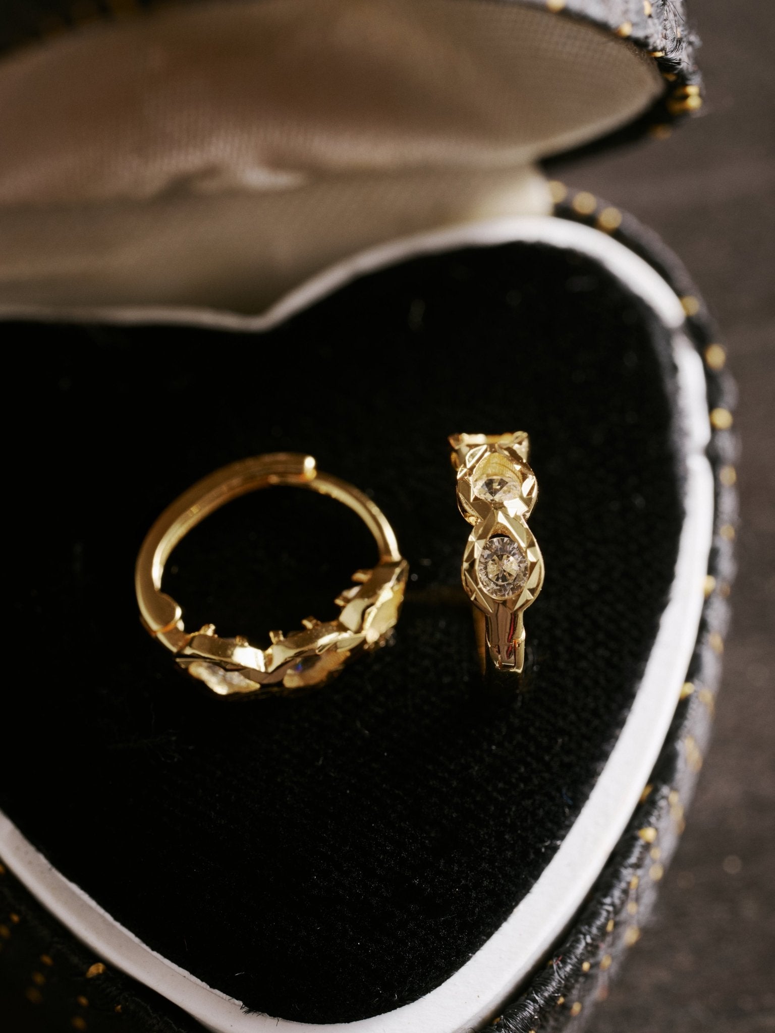9K Solid Gold Luna Trio Diamond Huggies - CAMELLIA Single