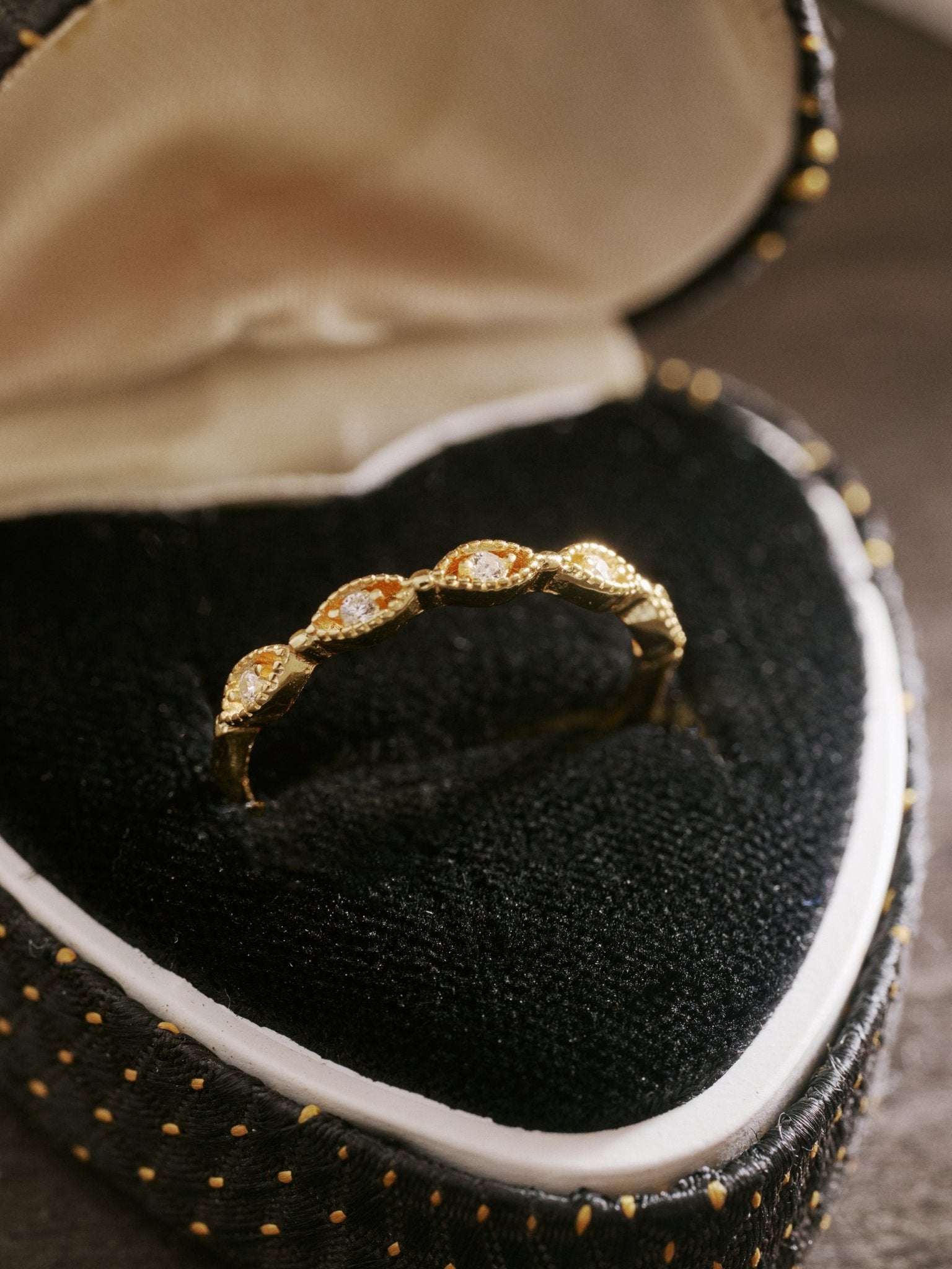 14K Solid Gold Evelyn Marquise Diamond Band - CAMELLIA 3.5