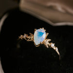 14K Solid Gold Celestia Moonstone Ring - CAMELLIA 3.5 US