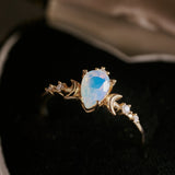 14K Solid Gold Celestia Moonstone Ring - CAMELLIA 3.5 US