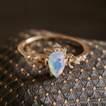14K Solid Gold Celestia Moonstone Ring - CAMELLIA 3.5 US