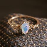 14K Solid Gold Celestia Moonstone Ring - CAMELLIA 3.5 US