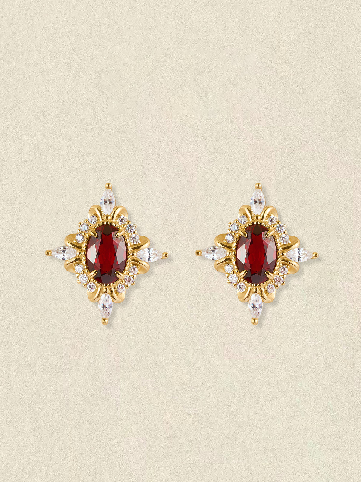 Crimson Crown Garnet Diamond Earrings