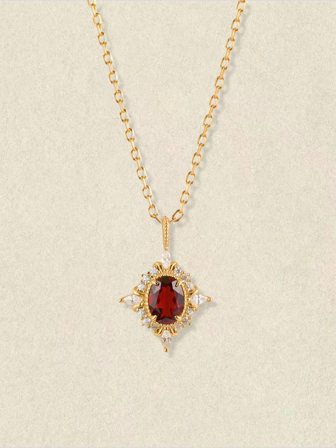 Crimson Crown Garnet Diamond Necklace