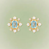 Seafoam Topaz Pearl Earrings