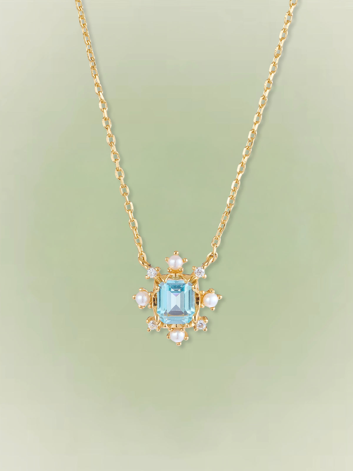 Seafoam Topaz Pearl Necklace