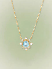 Seafoam Topaz Pearl Necklace