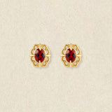 Regal Rosette Garnet Earrings
