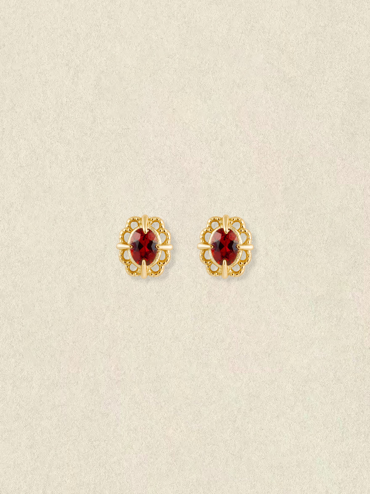 Regal Rosette Garnet Earrings