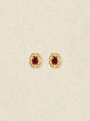 Regal Rosette Garnet Earrings