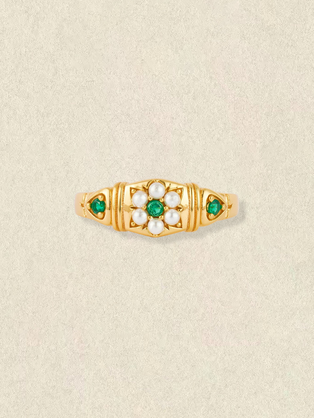 Charlotte Pearl Emerald Ring